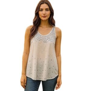 Johnny Was Cream Drape Long Tank Top Size XS